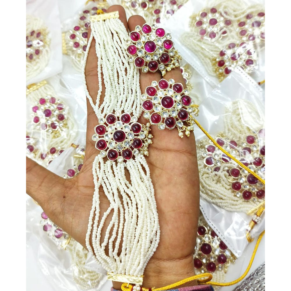 SNERA Party Wear Kundan Stone And Pearl Choker Necklace Set