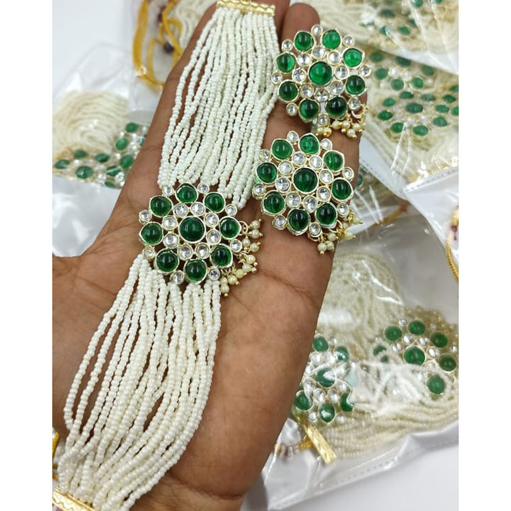 SNERA Party Wear Kundan Stone And Pearl Choker Necklace Set