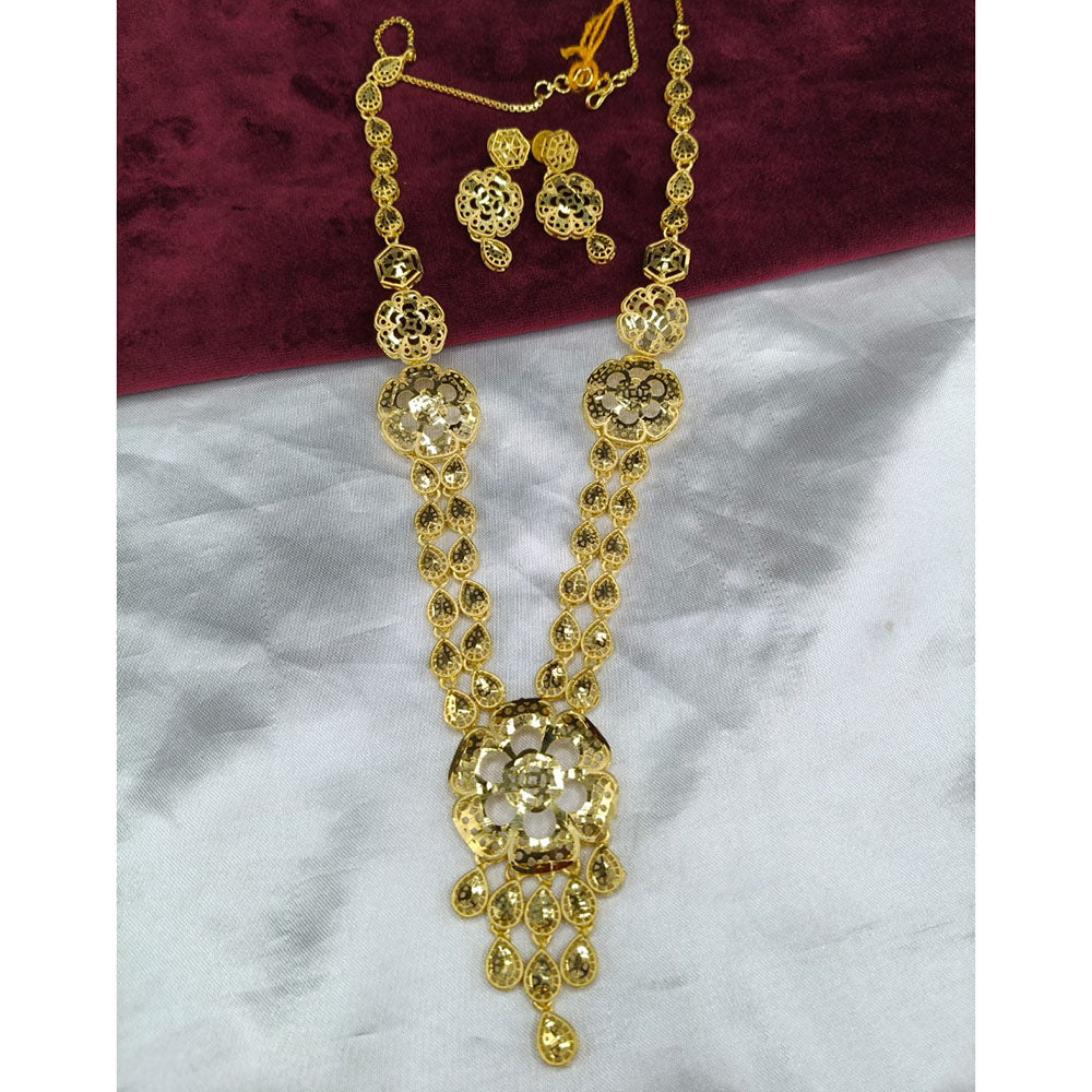 SNERA Traditional Gold Plated Designer Necklace Set with Earrings