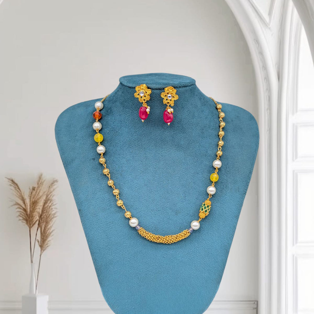 SNERA Pastel Beads Designer Necklace Set With Earrings