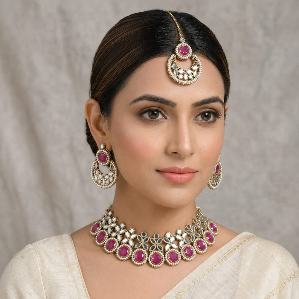SNERA Party Wear Kundan Stone Choker Necklace Set