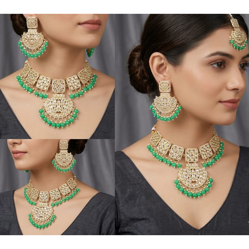 SNERA Party Wear Kundan Stone And Pearl Choker Necklace Set
