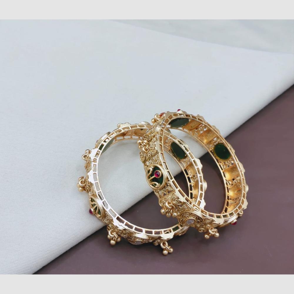 SNERA Elegant Pota Stone And Pearl Designer Bangles Set