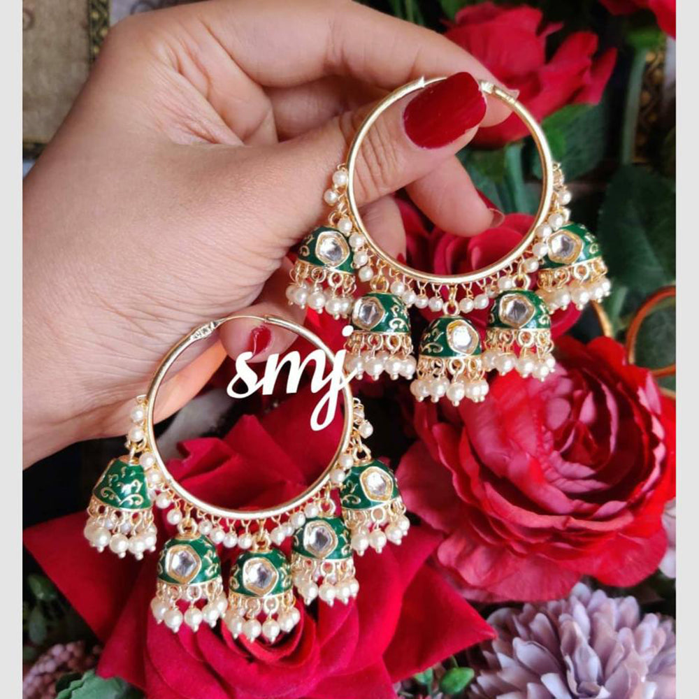 SNERA Traditional Dangler Earrings with Crystal Stones & Pearls