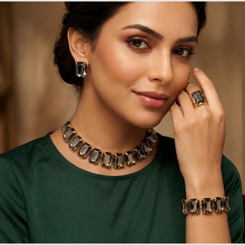 SNERA Classic Grace Crystal Stone Choker Necklace Set