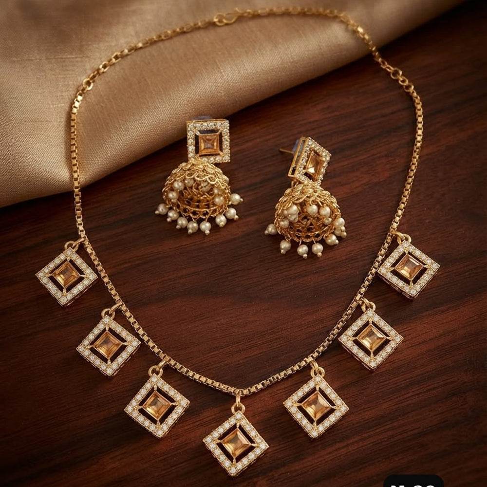SNERA Elegant Crystal Stone And Pearl Necklace Set Women