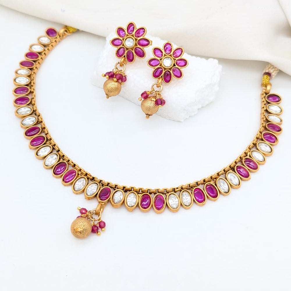 SNERA Elegant Crystal Stone And Pearl Necklace Set Women