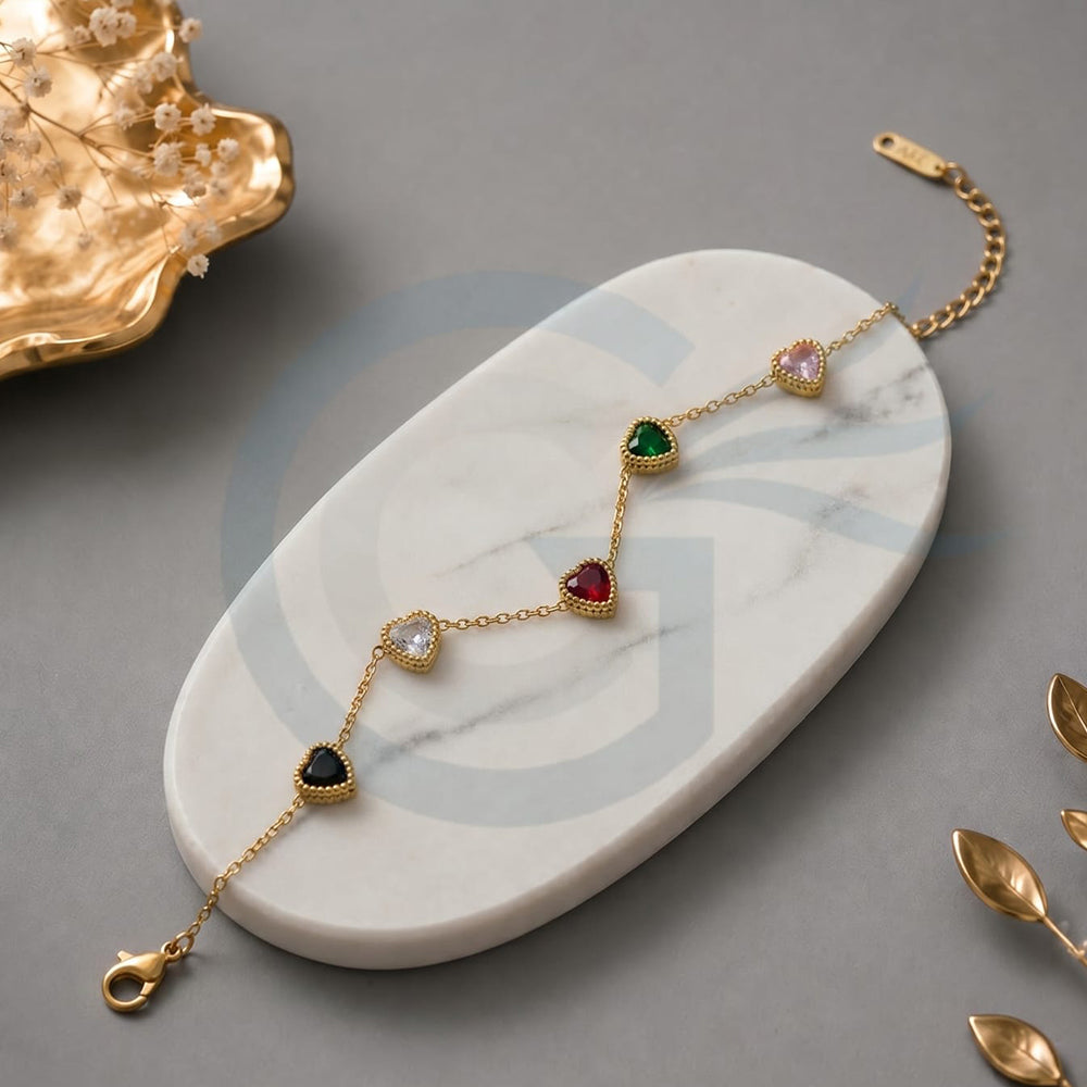 SNERA Elegant Crystal Stone Heart Shape Bracelet for Women