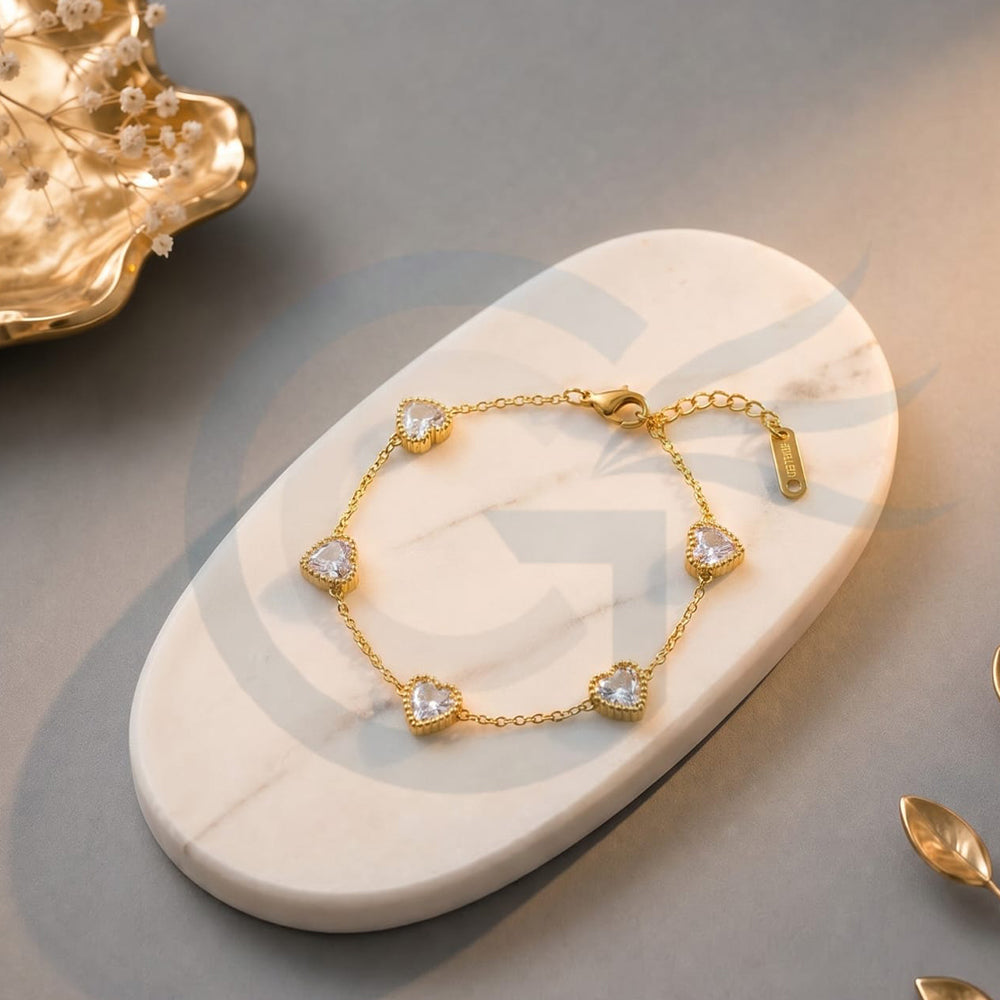 SNERA Elegant Crystal Stone Heart Shape Bracelet for Women