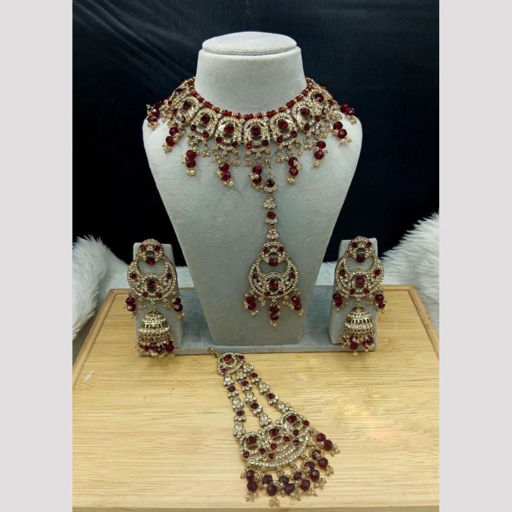SNERA Elegant Crystal Stone And Pearl Necklace Set Women