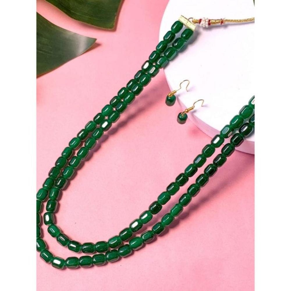 SNERA Festive Wear Beads Long Necklace Set with Matching Earrings