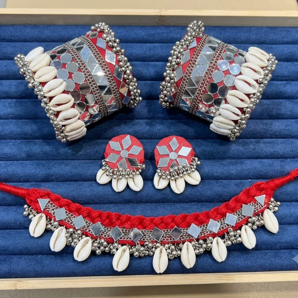 SNERA Beautiful Mirror And Shell Jewellery Combo Set for Women