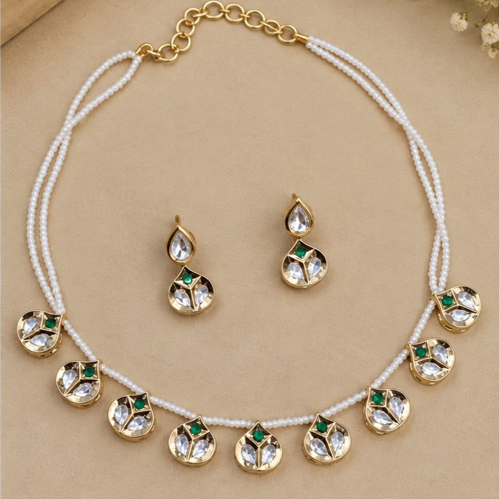 SNERA Luxury Look Polki Kundan Stone And Pearl Necklace Set