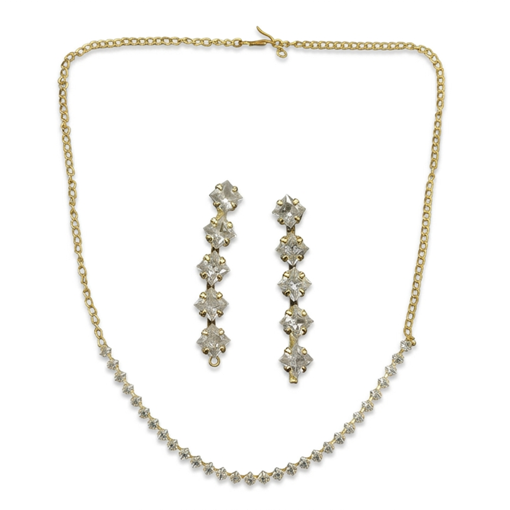 Urthn Pack Of 3 Austrian Stone Gold Plated Necklace Set