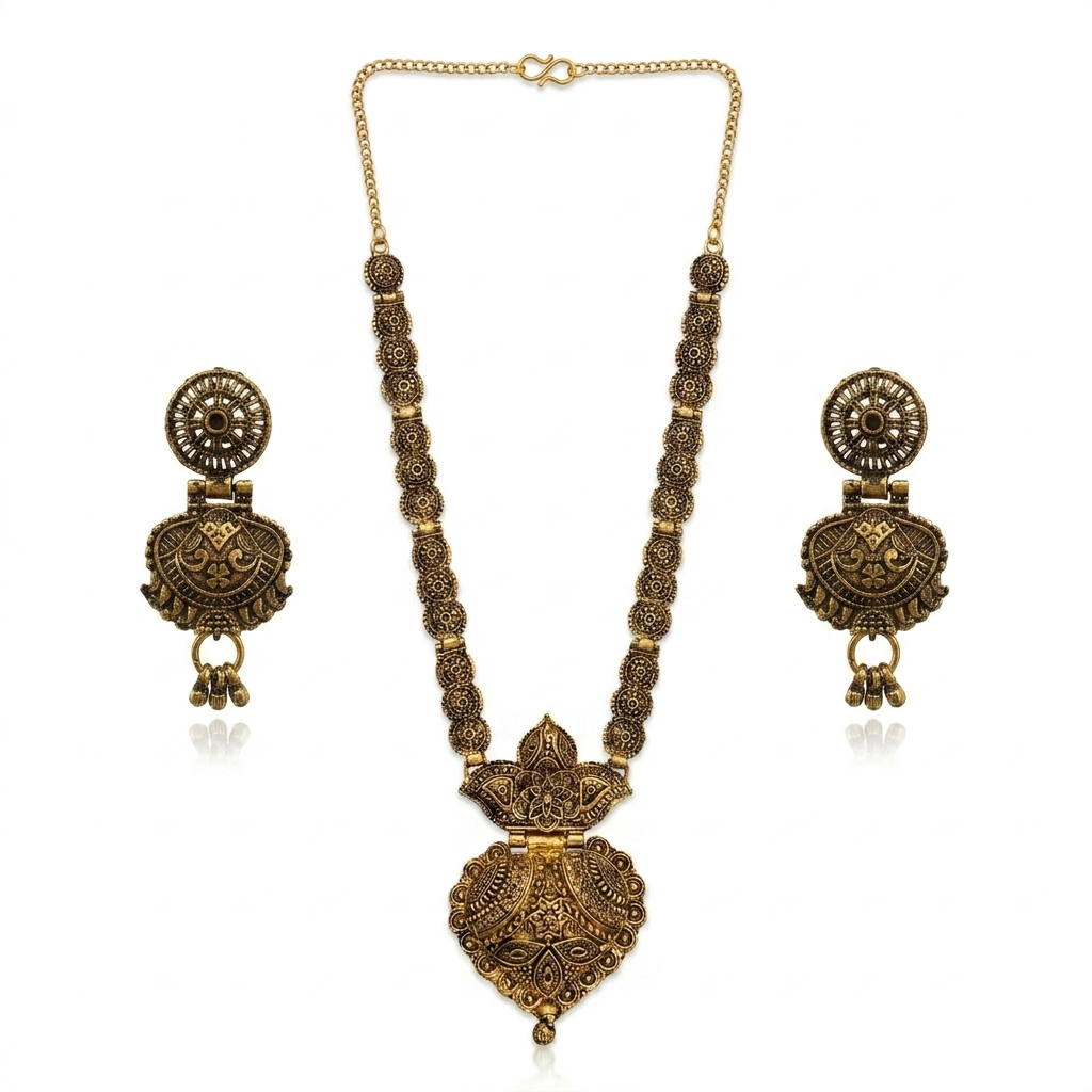 Urthn South Indian Style Antique Gold Plated Pearl Necklace Set (Pack of 6)