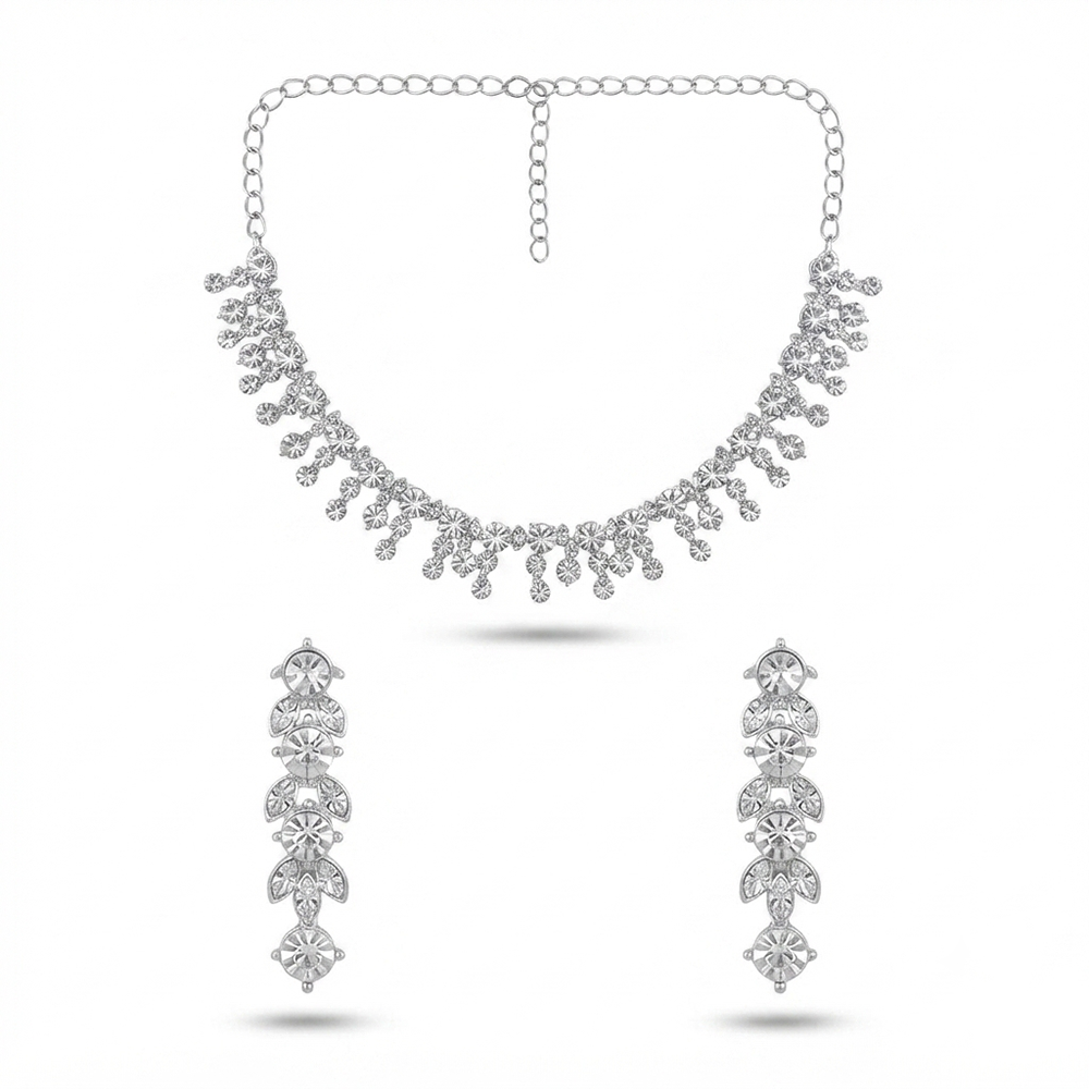 Darshana Jewels Glamorous Austrian Stone Necklace Set (Set of 3)
