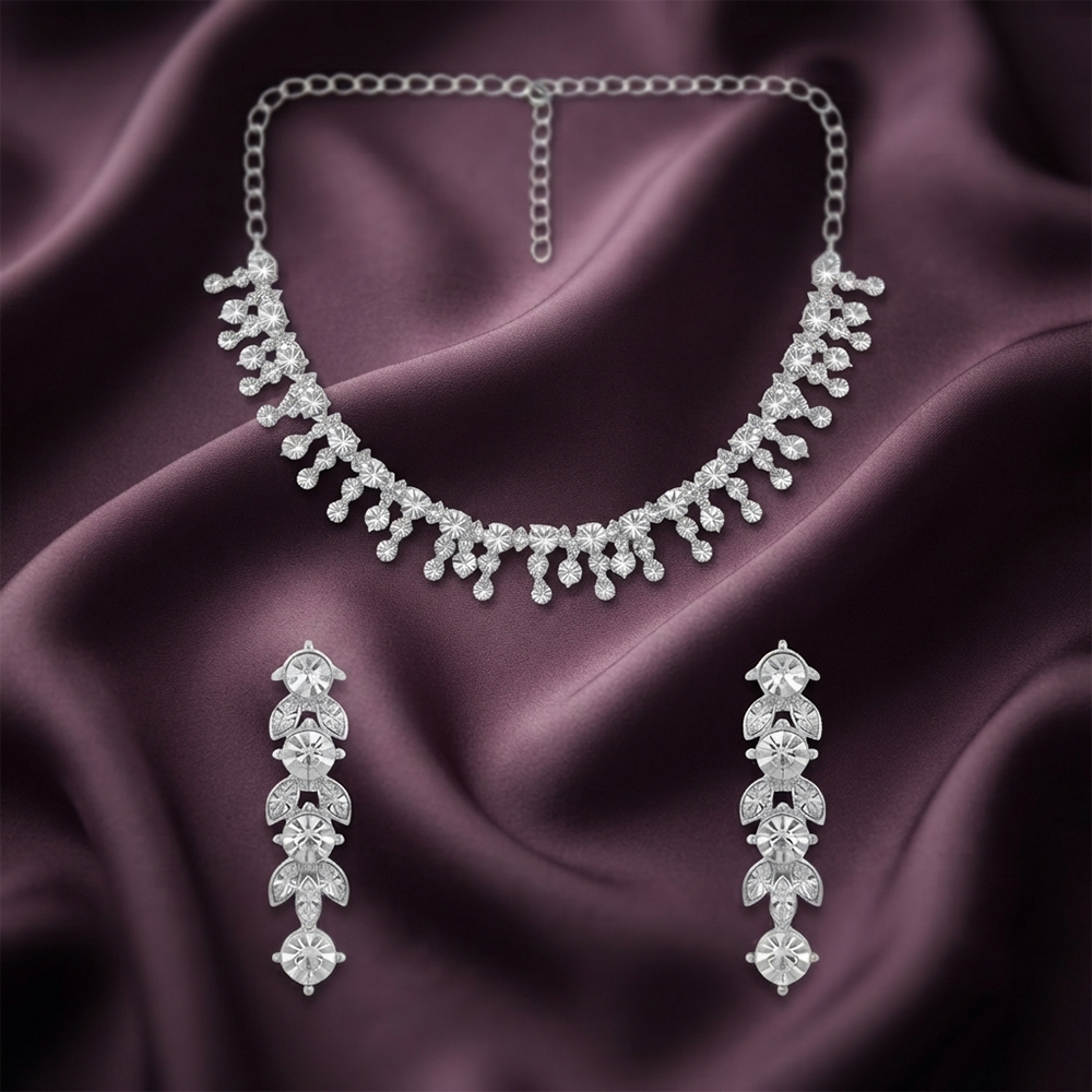 Darshana Jewels Glamorous Austrian Stone Necklace Set (Set of 3)