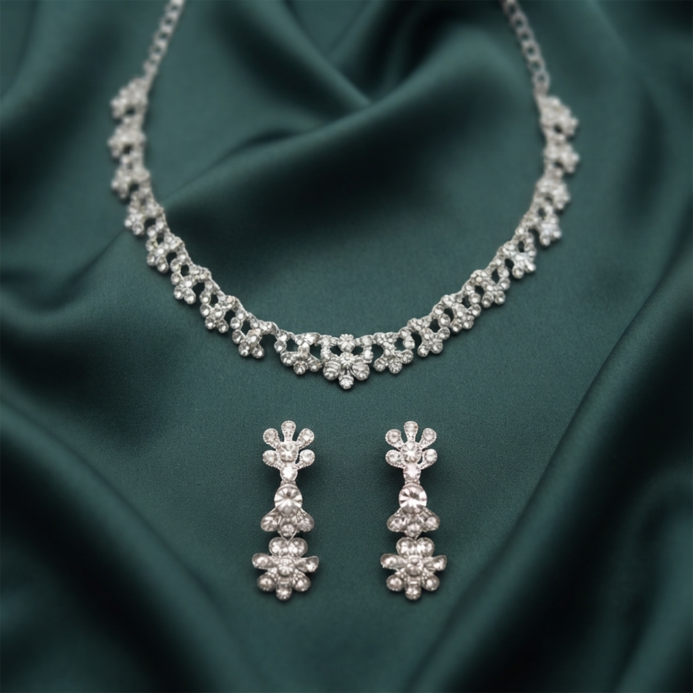 Darshana Jewels Glamorous Austrian Stone Necklace Set (Set of 3)