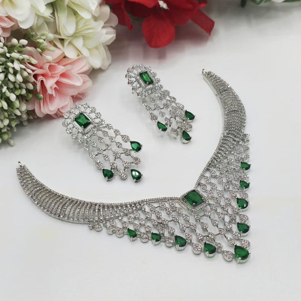 Everlasting Quality Jewels Gold Plated American Diamond Necklace Set