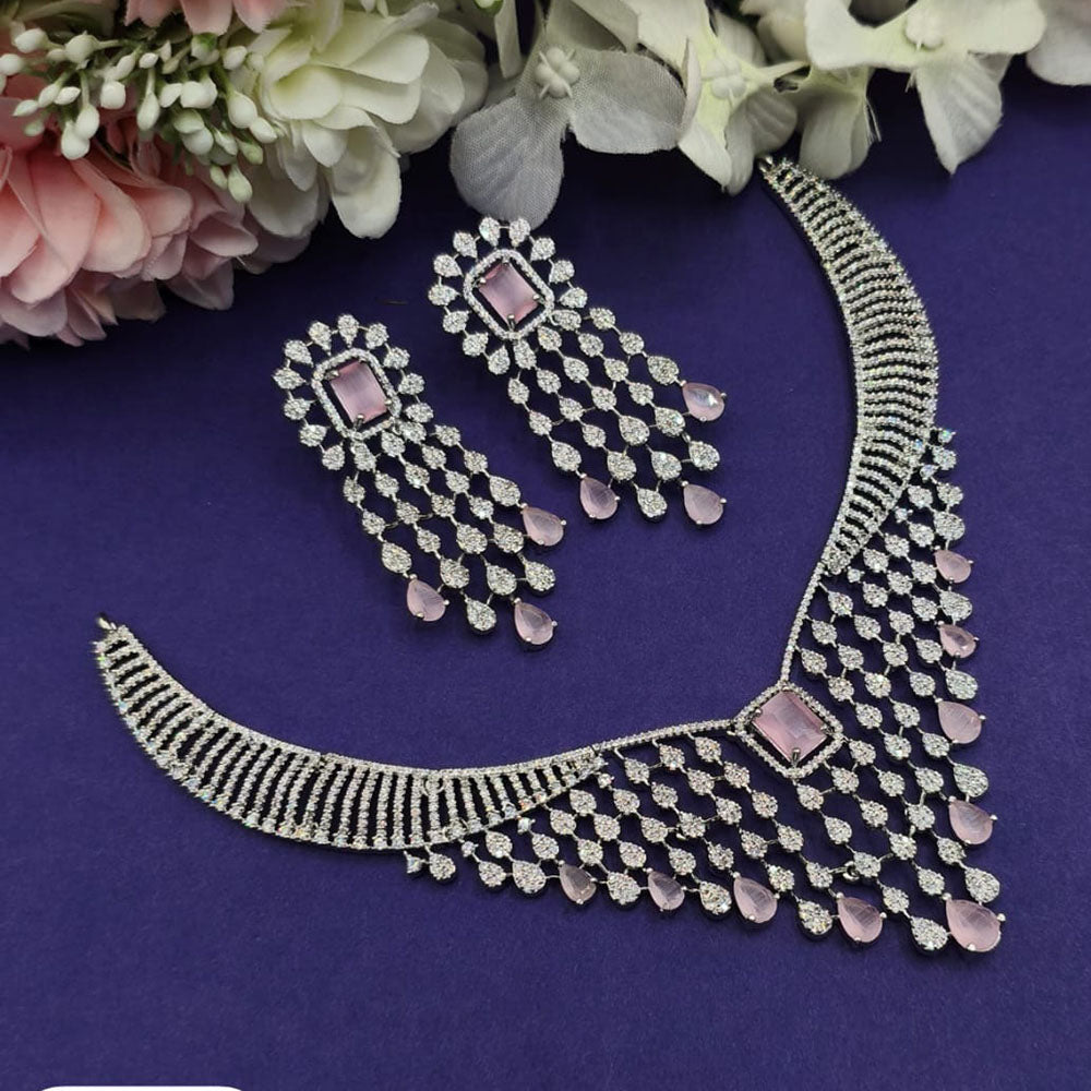 Everlasting Quality Jewels Gold Plated American Diamond Necklace Set