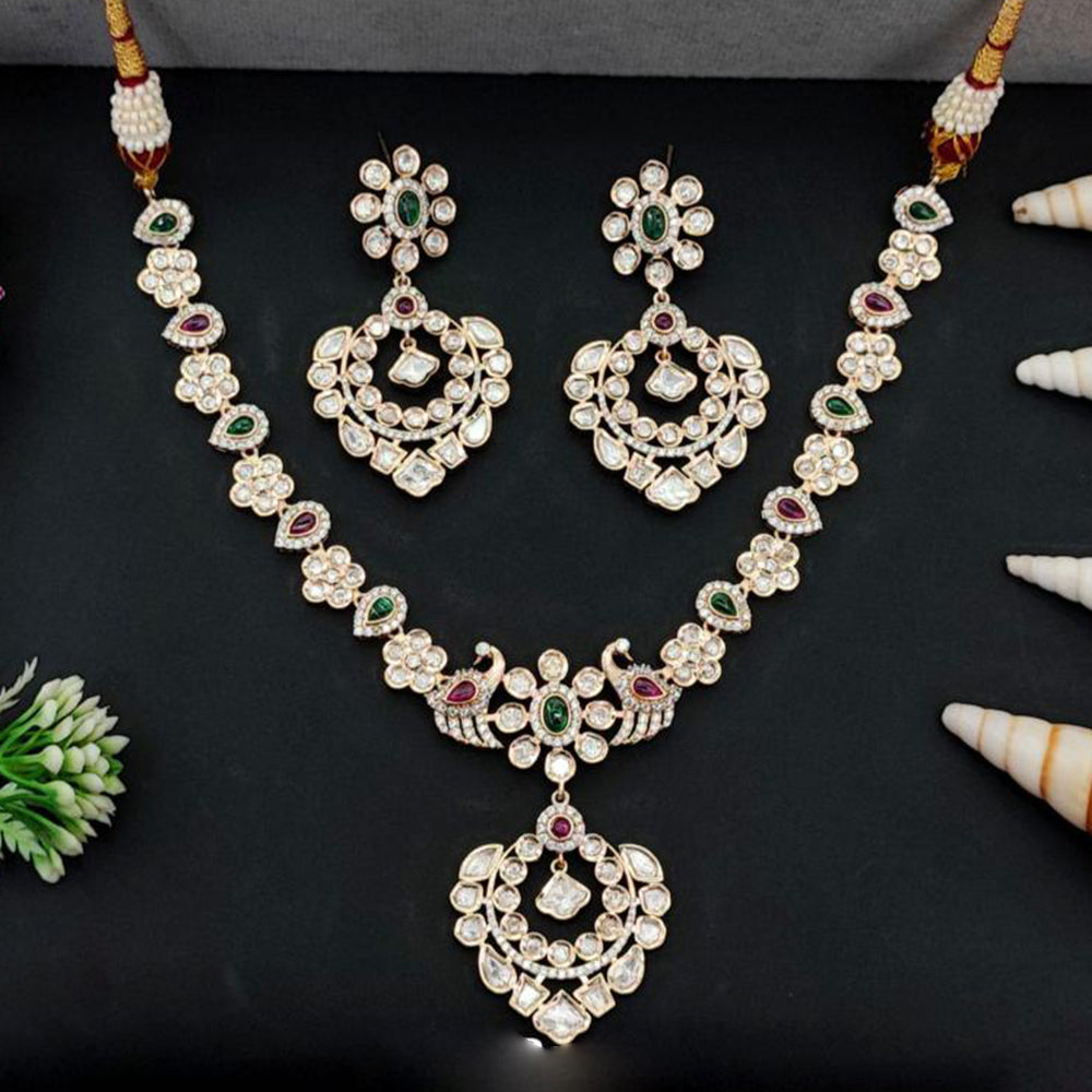 Everlasting Kundan Polki Necklace Set Antique Finish Traditional Jewelry for Women