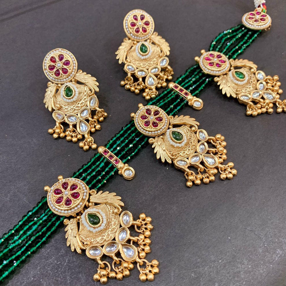 Everlasting Quality Jewels Designer Pota Stone And Pearl Choker Necklace Set