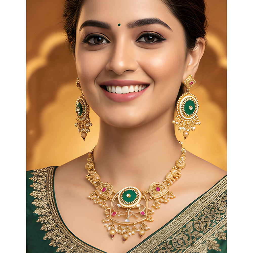 Everlasting Quality Jewels Royal Pota Stone And Pearl Necklace Set