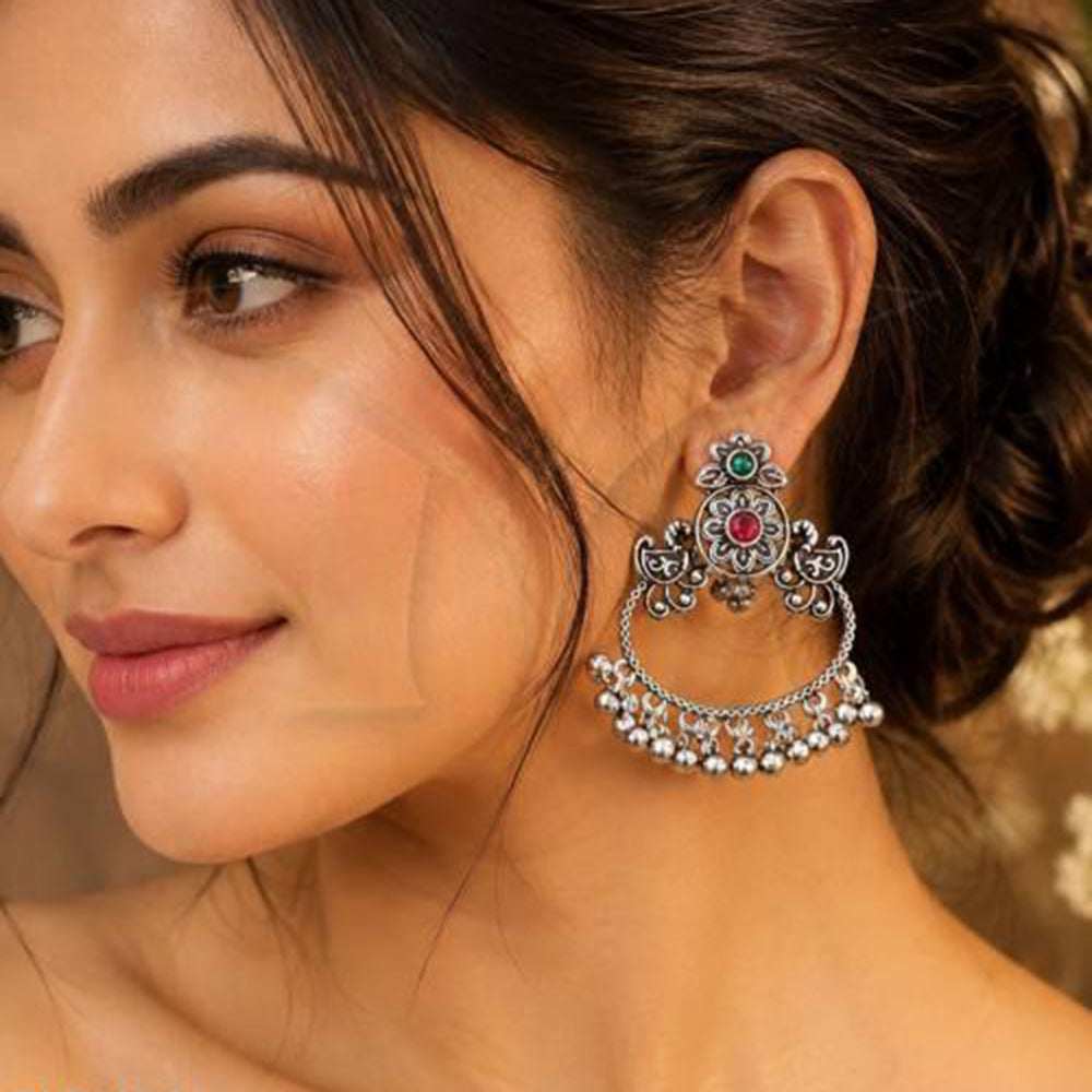 Everlasting Quality Jewels Lightweight Oxidised Pota Stone Dangler Earrings