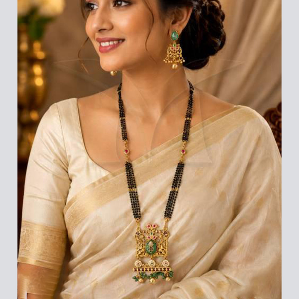 Everlasting Quality Jewels Elegance Designer Pota Stone And Pearl Mangalsutra