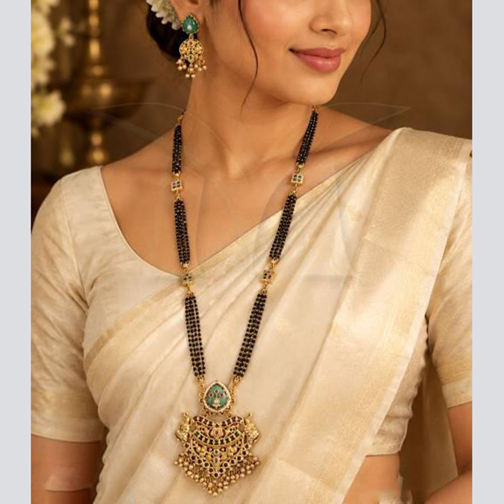 Everlasting Quality Jewels Elegance Designer Pota Stone And Pearl Mangalsutra