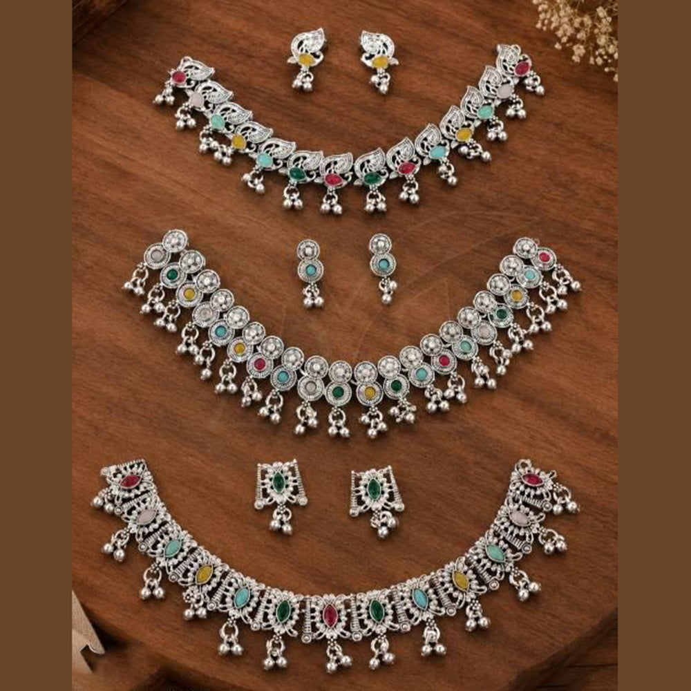 Everlasting Quality Jewels Trendy Pota Stone And Pearl Neckalce Set (Assorted Design)