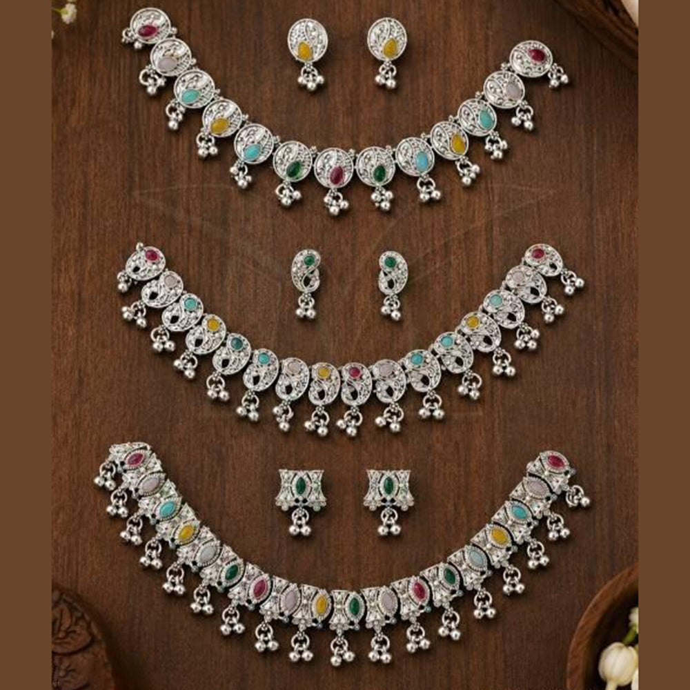 Everlasting Quality Jewels Trendy Pota Stone And Pearl Neckalce Set (Assorted Design)