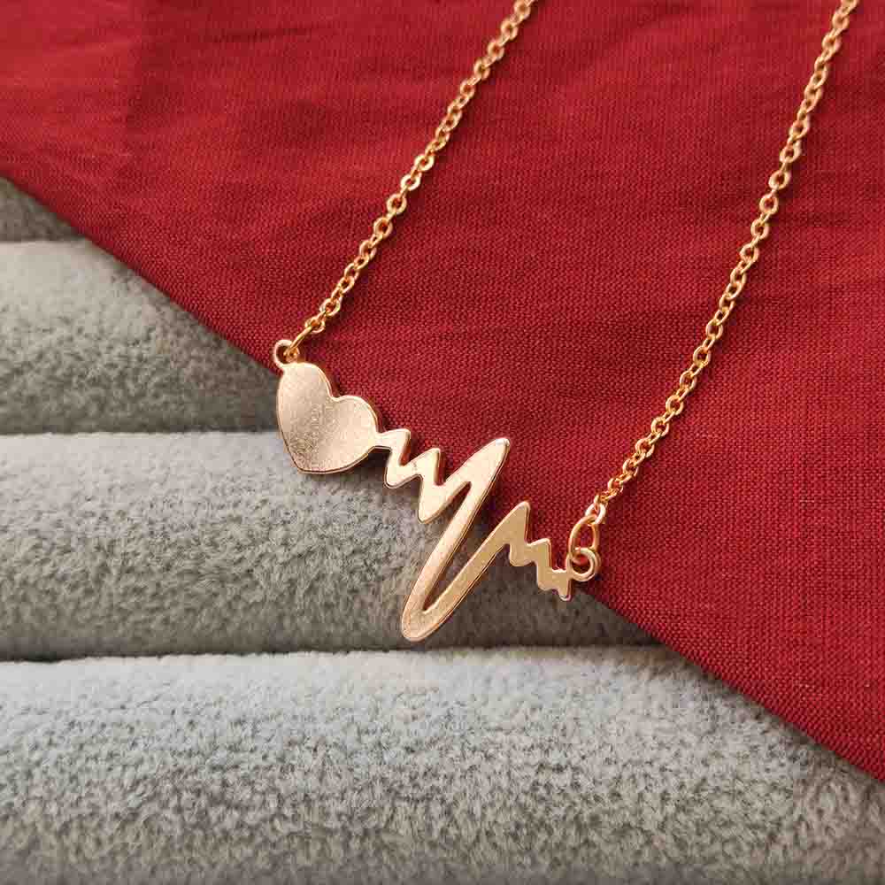 Urthn Heart Beat Shape Chain Pendant - 113114608RG (Pack Of 6)
