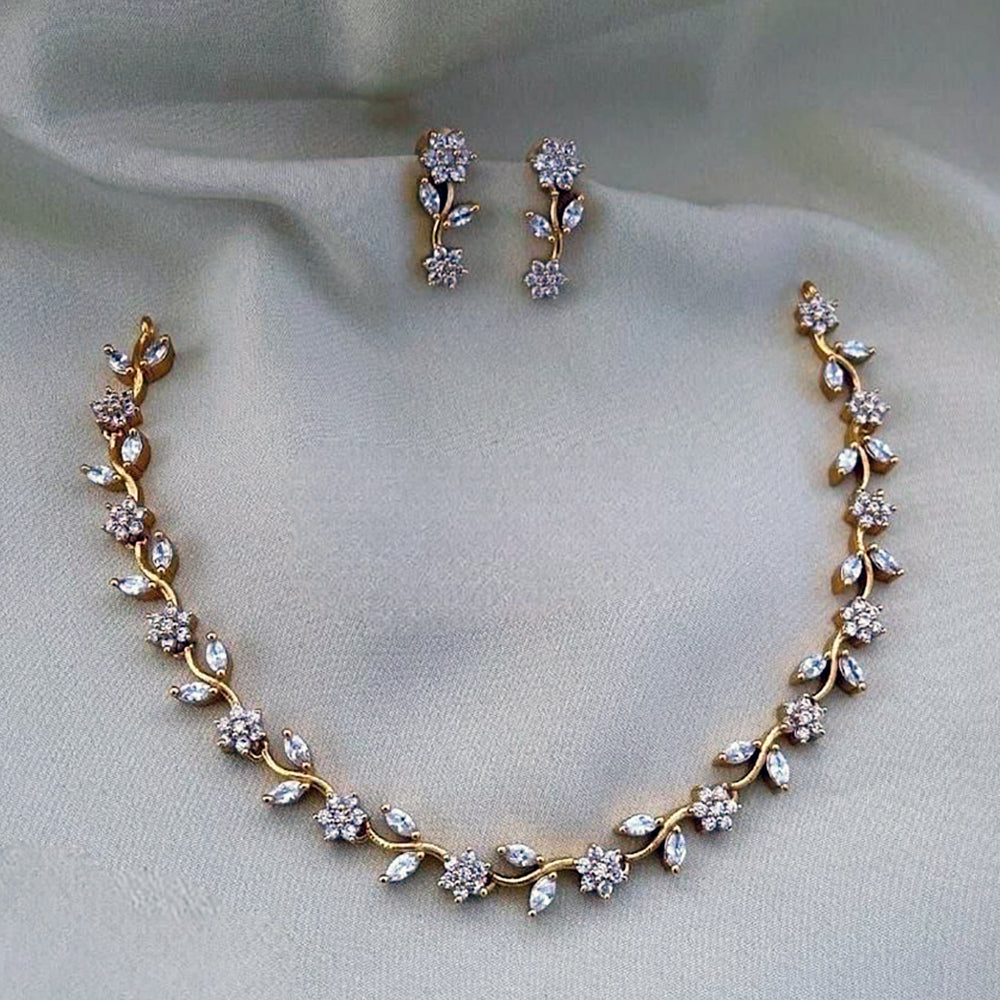 Simple White Stone Necklace Buy Gold Plated Imitation Jewelry