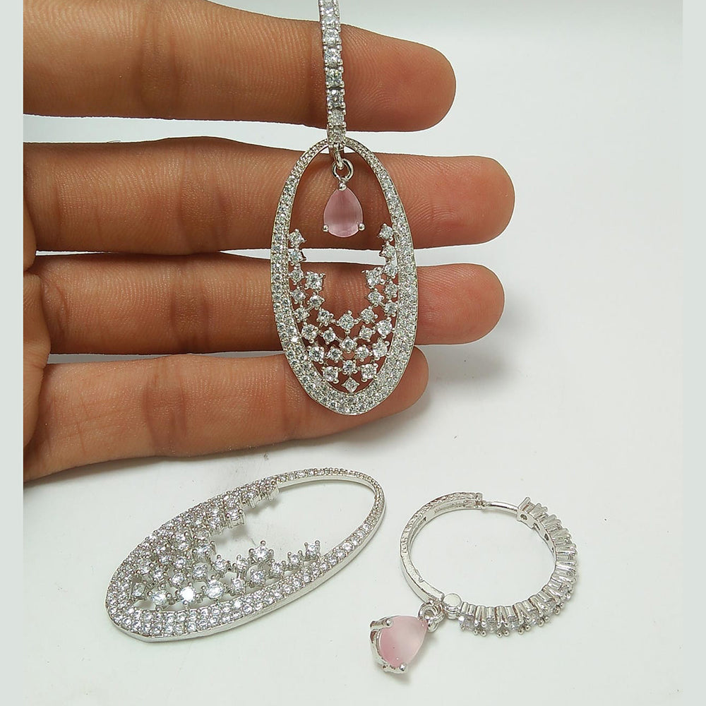 Lalita Creation Silver Plated AD Stone Changeable Dangler Earrings