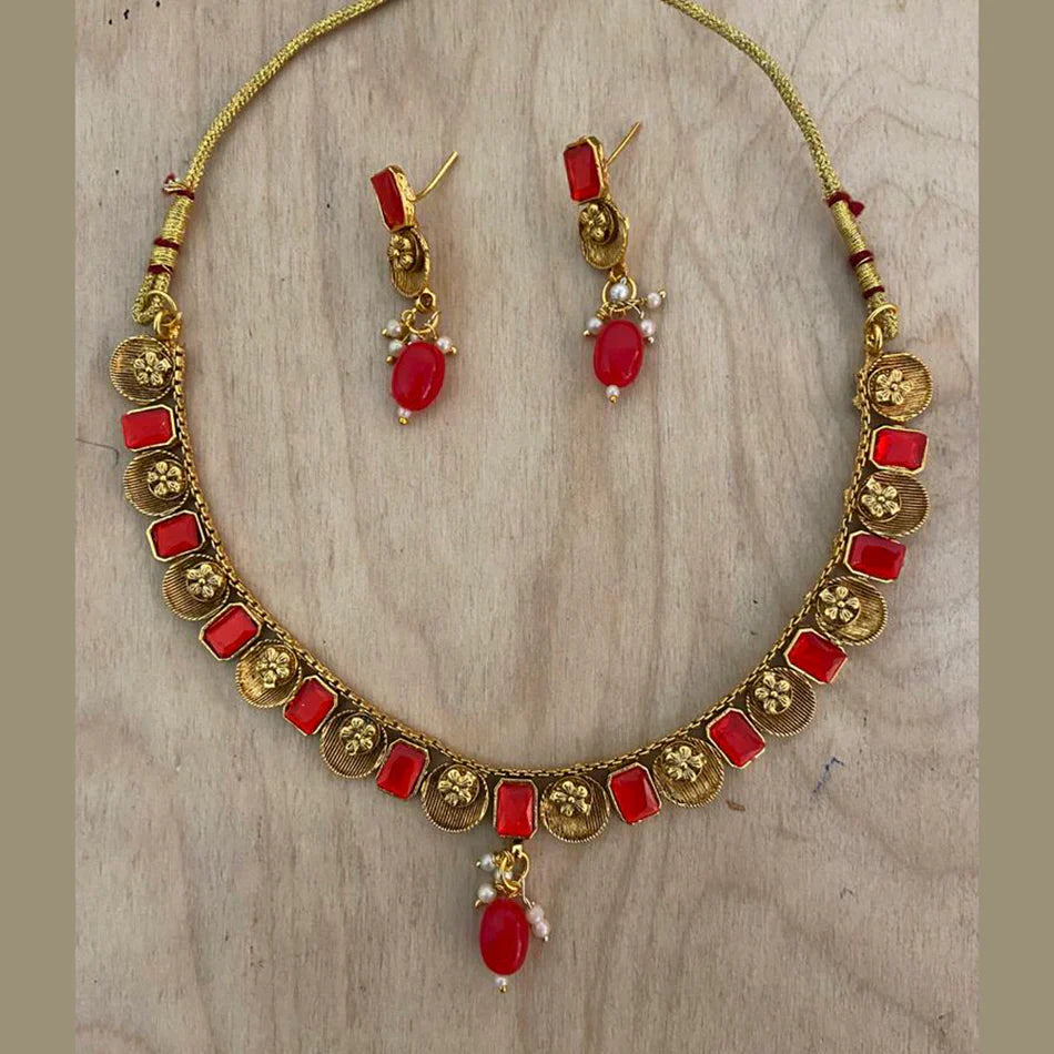 Darshana Jewels Gold Plated Beads Long Necklace Set