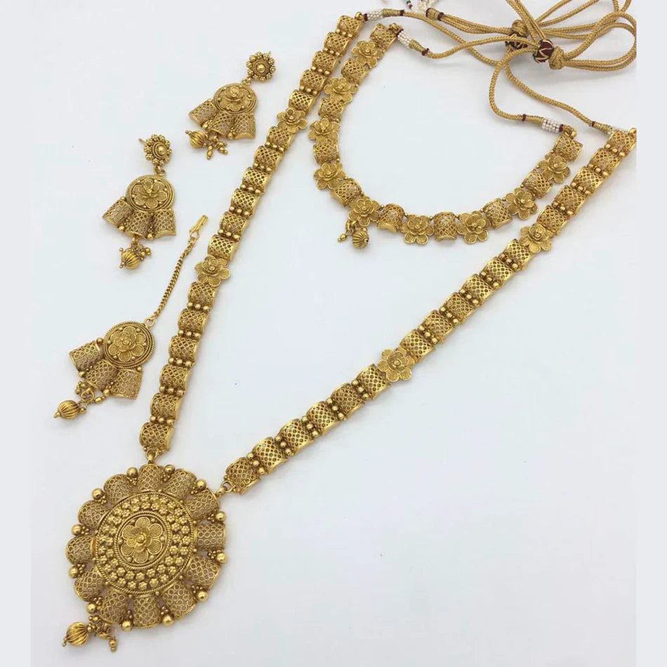 Darshana Jewels Gold Plated Double Necklace Set