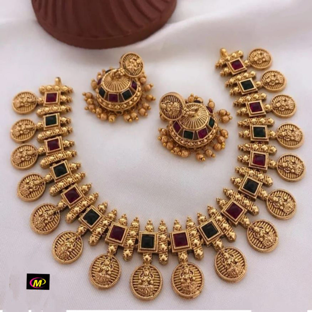 FS Collection Gold Plated Pota Stone Necklace Set