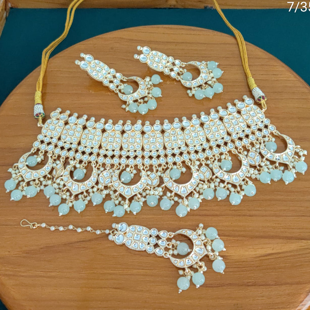 FS Collection Gold Plated Kundan Stone Necklace Set