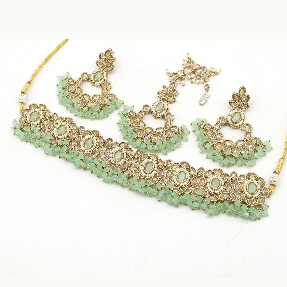 FS Collection Gold Plated Crystal Stone Necklace Set
