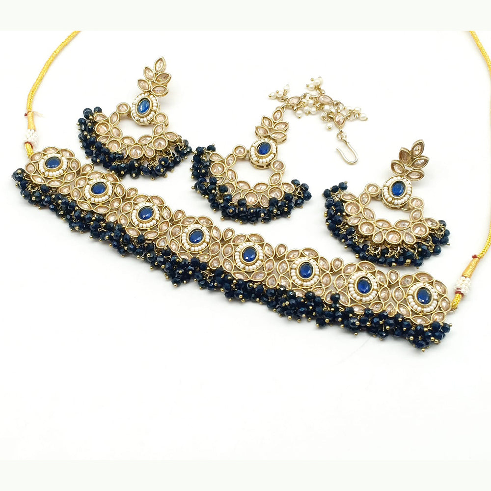 FS Collection Gold Plated Crystal Stone Necklace Set