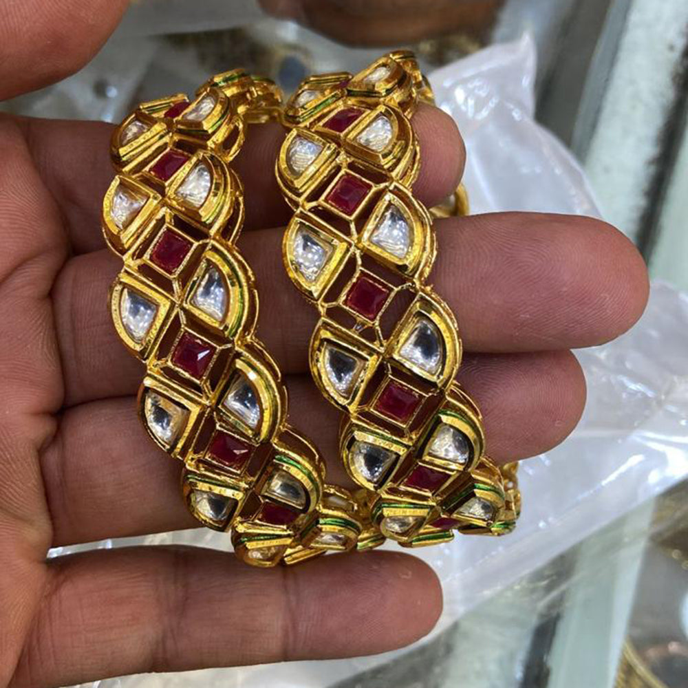 FS Collection Gold Plated Crystal Stone Bangle Set
