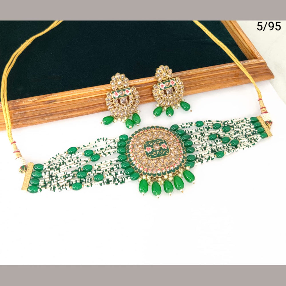 FS Collection Gold Plated Crystal Stone Necklace Set