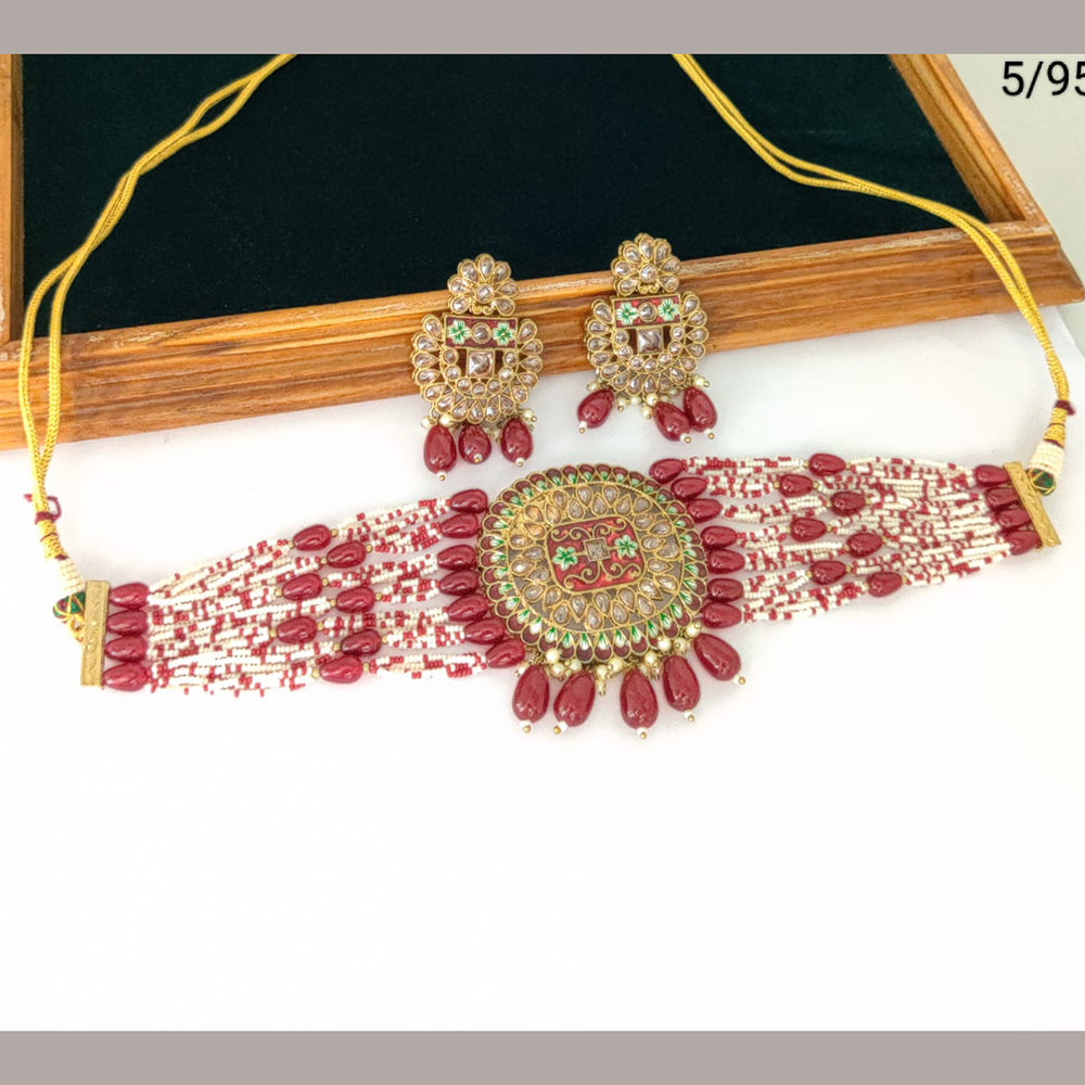 FS Collection Gold Plated Crystal Stone Necklace Set
