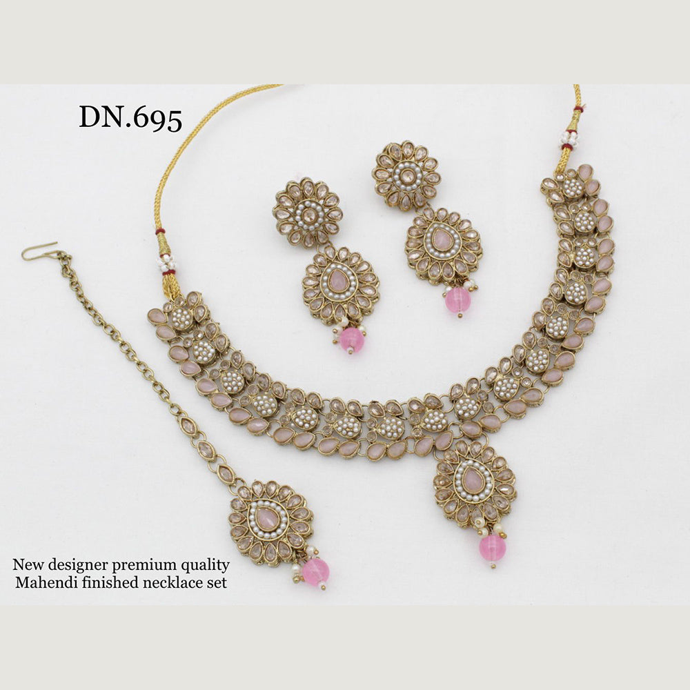 FS Collection Gold Plated Crystal Stone Necklace Set