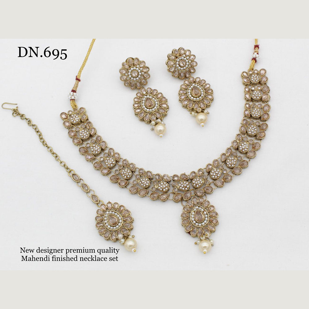 FS Collection Gold Plated Crystal Stone Necklace Set