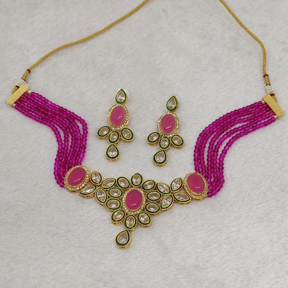 FS Collection Gold Plated Crystal Stone Necklace Set