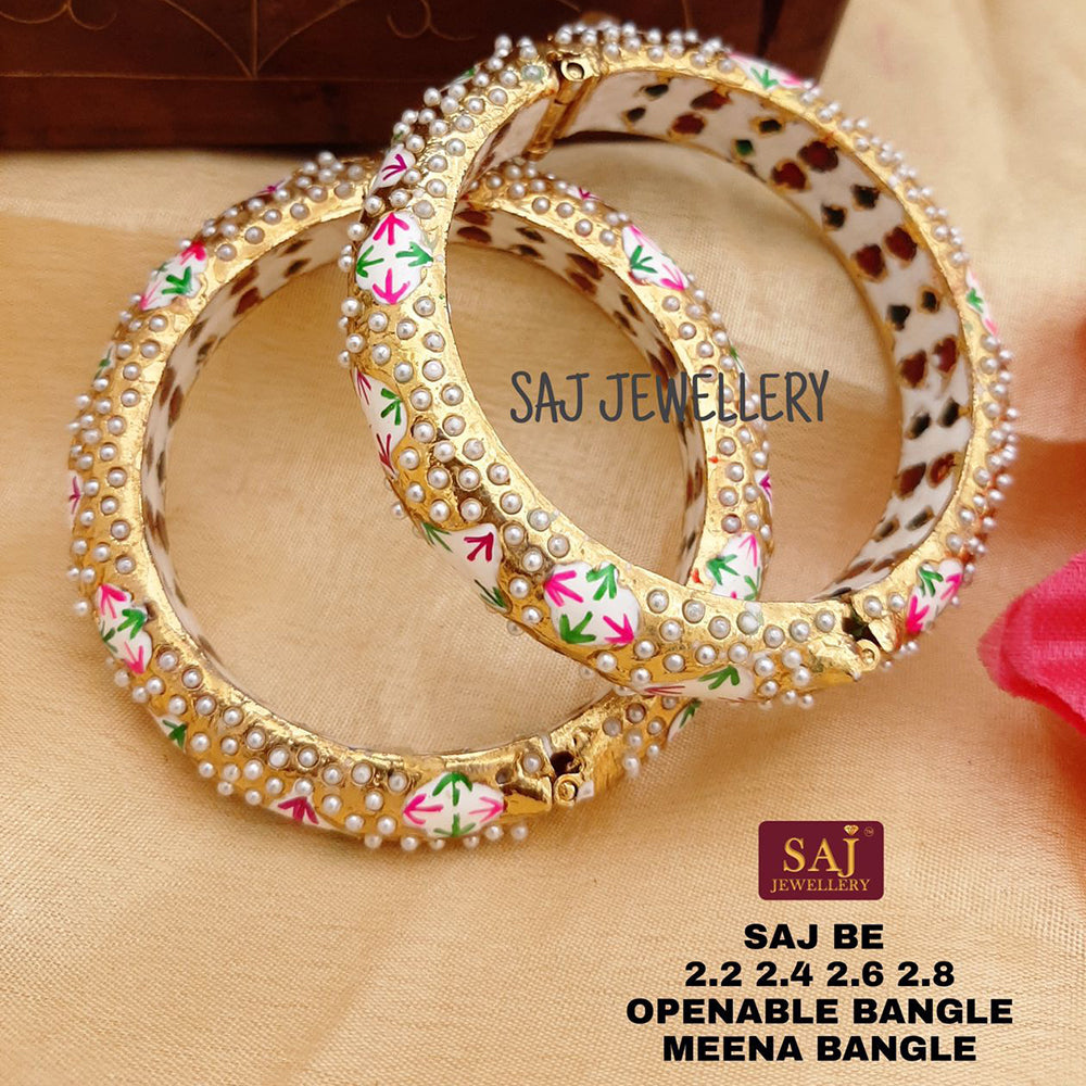 FS Collection Gold Plated Openable Meenakari Bangles Set
