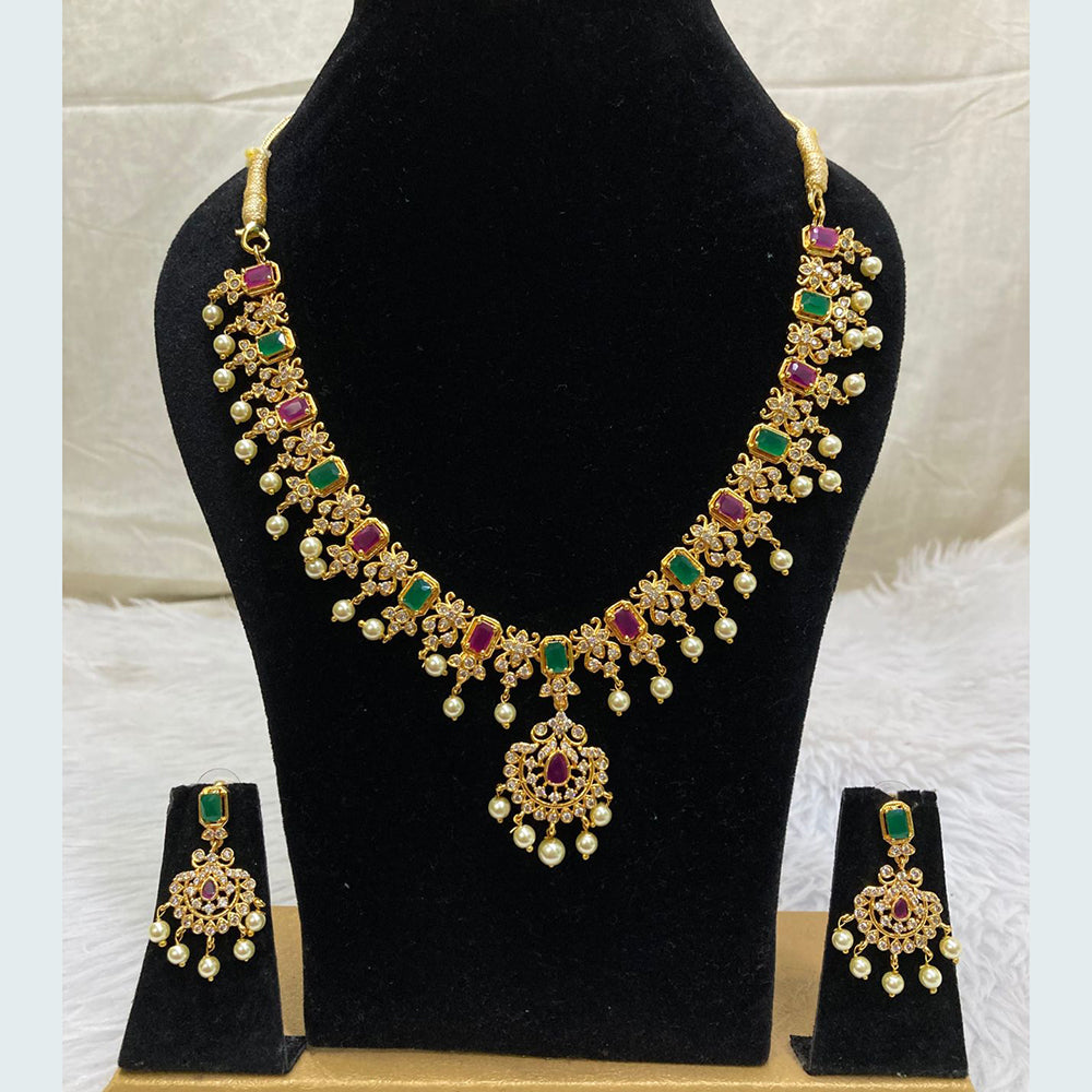 FS Collection Gold Plated AD Stone Necklace Set