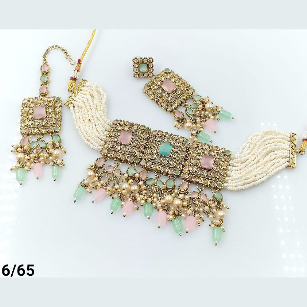 FS Collection Gold Plated Choker Necklace Set